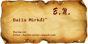 Balla Mirkó névjegykártya